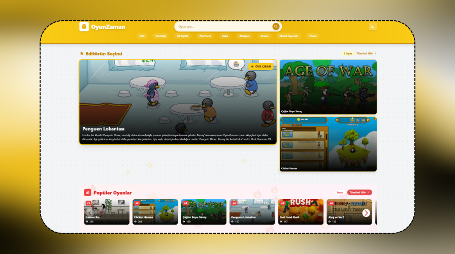 OyunZaman.com Game Platform Interface